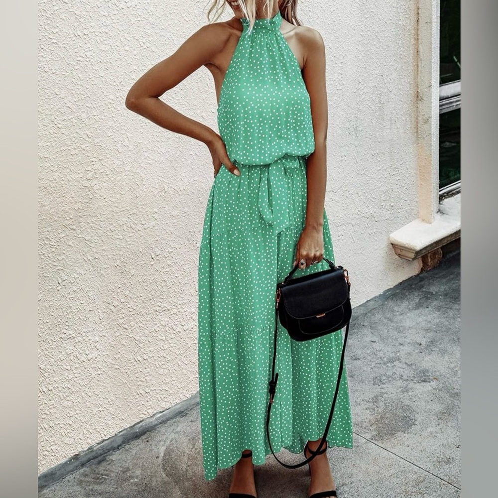 Green Polka Dot Maxi Dress